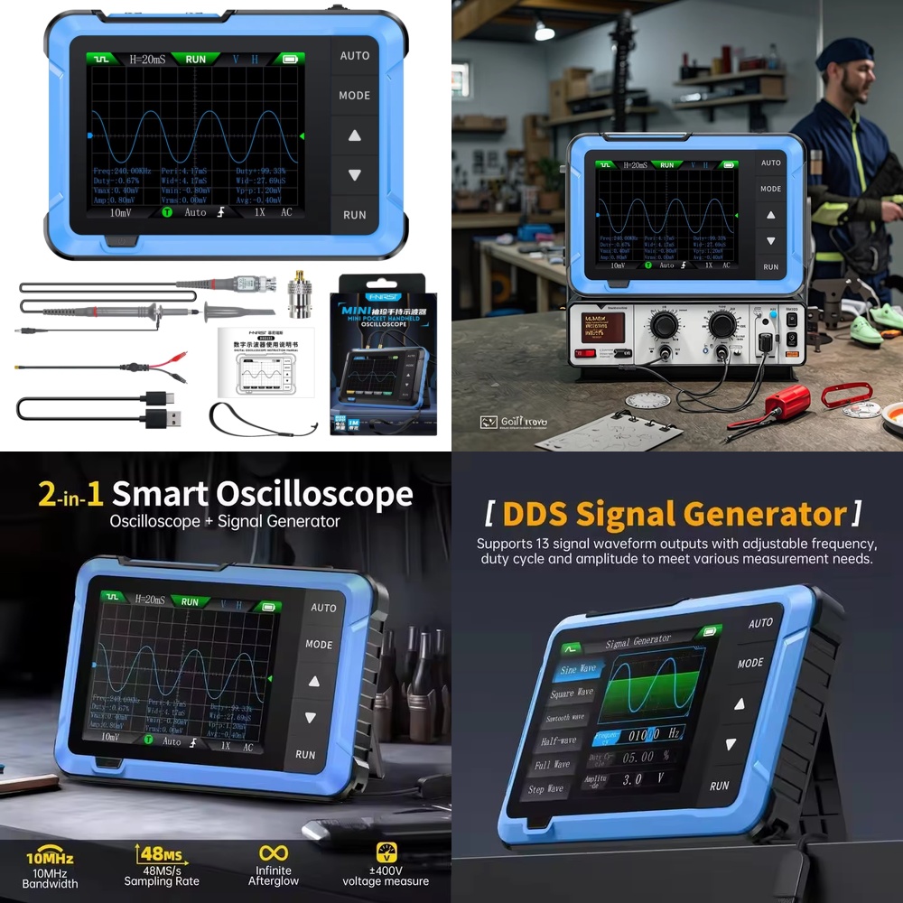 Electronics Repair Tool - Oscilloscope numérique portable 2-en-1 DSO510 Mini,